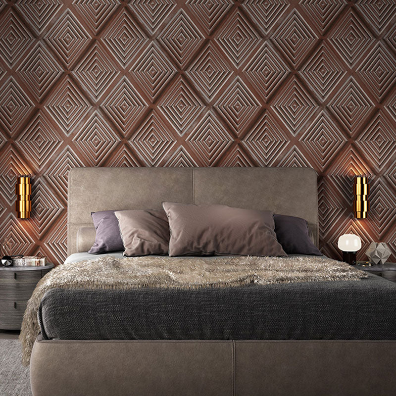 Stain-Resistant 3D Harlequin Wallpaper Plaster Modern Wall Art for Bar Decoration, 33'L x 20.5"W Coffee Clearhalo 'Wall Decor' 'Wallpaper' 991500