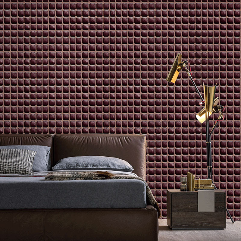 Simple Wallpaper Roll in Dark Color 3D Effect Grid Wall Covering, 33-foot x 20.5-inch Purple-Red Clearhalo 'Wall Decor' 'Wallpaper' 991506