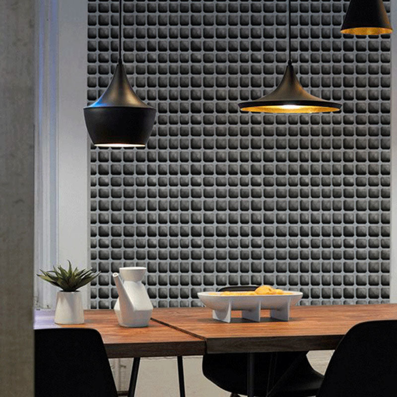 Simple Wallpaper Roll in Dark Color 3D Effect Grid Wall Covering, 33-foot x 20.5-inch Silver Gray Clearhalo 'Wall Decor' 'Wallpaper' 991510