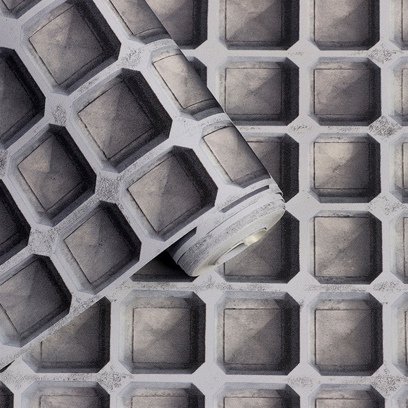 Simple Wallpaper Roll in Dark Color 3D Effect Grid Wall Covering, 33-foot x 20.5-inch Clearhalo 'Wall Decor' 'Wallpaper' 991512