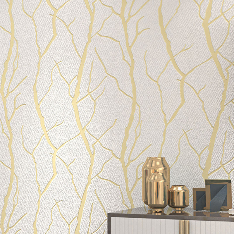 Stain-Resistant 3D Branches Flock Wallpaper 20.5"W x 33'L Nordic Wall Art for Accent Wall Beige Clearhalo 'Wall Decor' 'Wallpaper' 991518