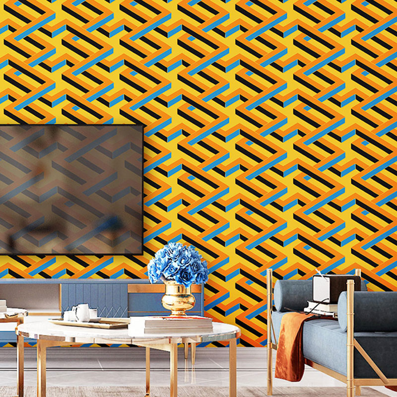 3D Color Block Wall Art in Natural Color Plaster Wallpaper Roll for Home Decoration, 33' x 20.5" Orange Red Clearhalo 'Wall Decor' 'Wallpaper' 991544