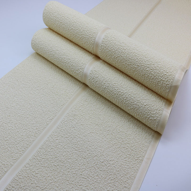 Minimalist Horizontal Stripe Wall Decor in Natural Color Bedroom Flock Fabric Wallpaper, 33' x 20.5" Clearhalo 'Modern wall decor' 'Modern' 'Wallpaper' Wall Decor' 991558