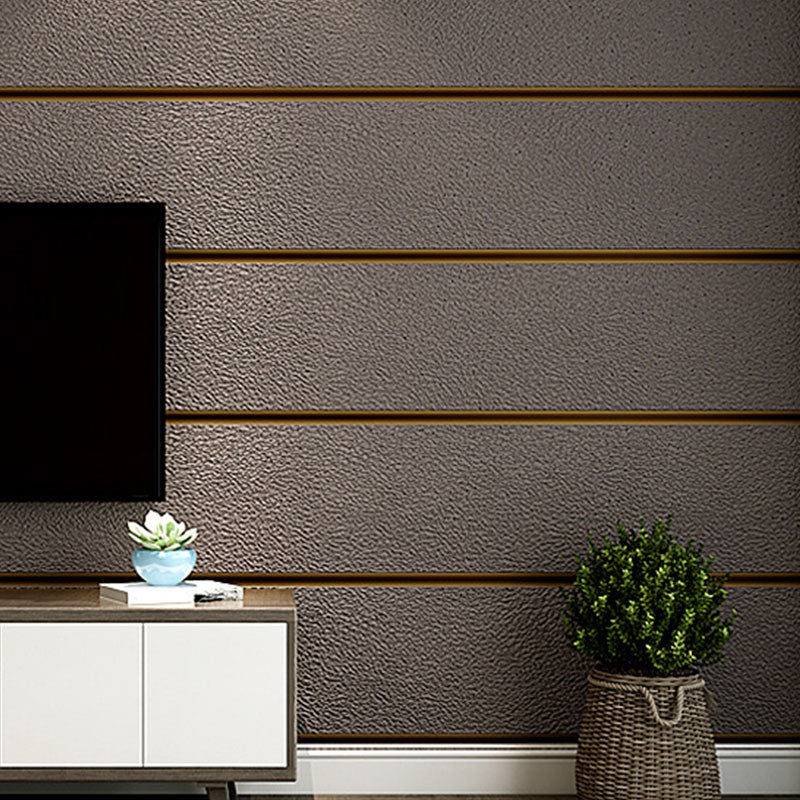 Minimalist Horizontal Stripe Wall Decor in Natural Color Bedroom Flock Fabric Wallpaper, 33' x 20.5" Coffee Clearhalo 'Modern wall decor' 'Modern' 'Wallpaper' Wall Decor' 991567