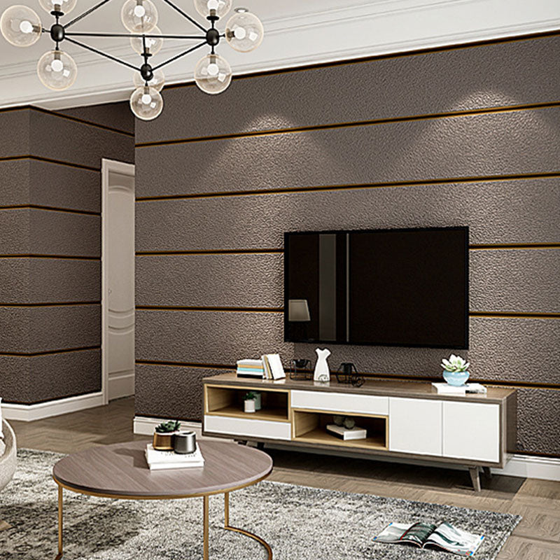 Minimalist Horizontal Stripe Wall Decor in Natural Color Bedroom Flock Fabric Wallpaper, 33' x 20.5" Clearhalo 'Modern wall decor' 'Modern' 'Wallpaper' Wall Decor' 991568