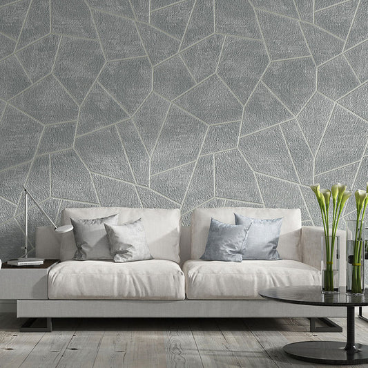 Geometries Wall Decor for Living Room 3D Effect Wallpaper Roll in Neutral Color, Water-Resistant Grey Clearhalo 'Modern wall decor' 'Modern' 'Wallpaper' Wall Decor' 991594