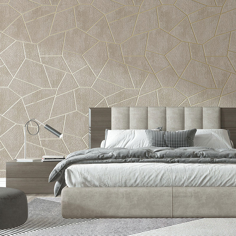 Geometries Wall Decor for Living Room 3D Effect Wallpaper Roll in Neutral Color, Water-Resistant Champagne Clearhalo 'Modern wall decor' 'Modern' 'Wallpaper' Wall Decor' 991597