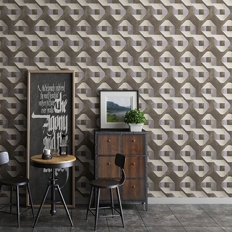 3D Effect Harlequin Wall Decor Soft Color Vinyl Wallpaper Roll for Accent Wall, 57.1 sq ft. Brown Clearhalo 'Modern wall decor' 'Modern' 'Wallpaper' Wall Decor' 991617