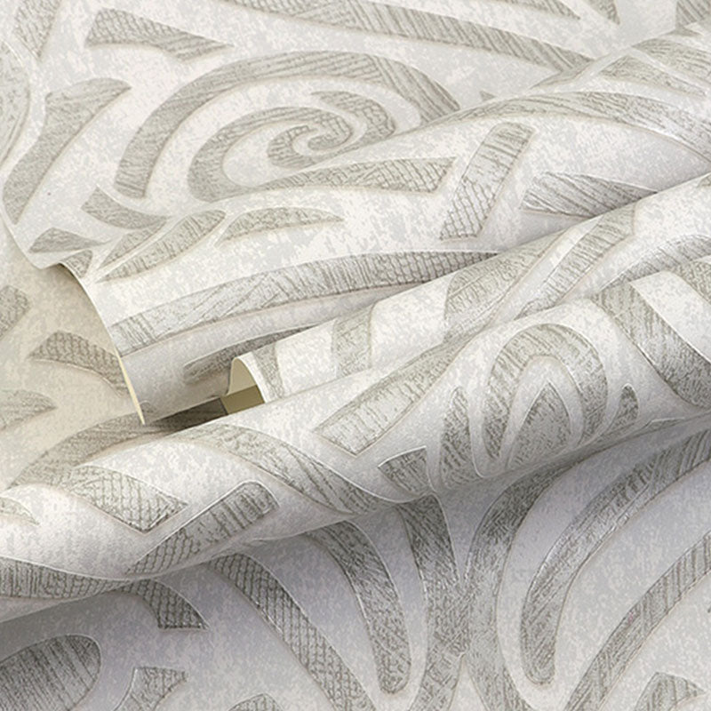 Floral Design Wall Art for Bedroom Decor Lines Wallpaper in Neutral Color, Stain-Resistant Clearhalo 'Vintage wall decor' 'Vintage' 'Wallpaper' Wall Decor' 991662