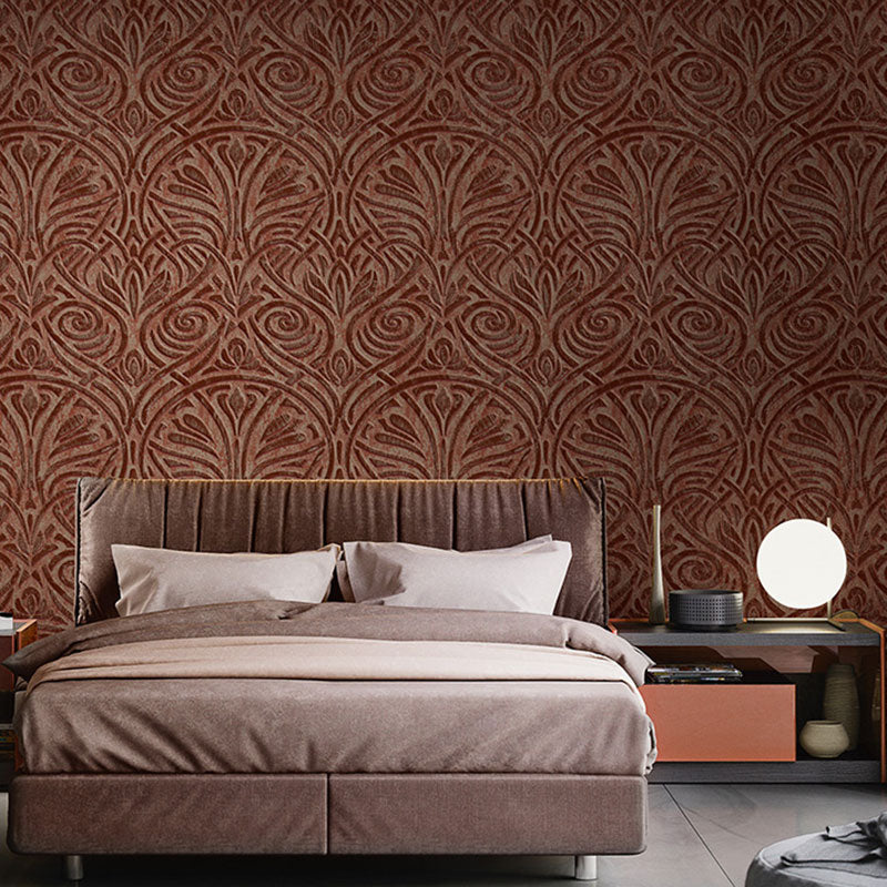 Floral Design Wall Art for Bedroom Decor Lines Wallpaper in Neutral Color, Stain-Resistant Bronze Clearhalo 'Vintage wall decor' 'Vintage' 'Wallpaper' Wall Decor' 991672