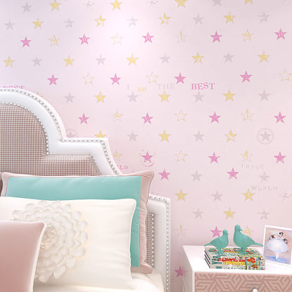 Natural Color Contemporary Wall Art 20.5 in x 31 ft Star Wallpaper Roll for Boy's or Girl's Bedroom Pink Clearhalo 'Wall Decor' 'Wallpaper' 991732