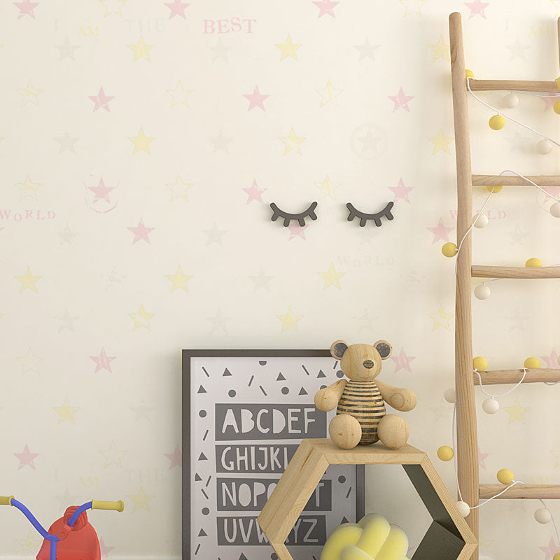 Natural Color Contemporary Wall Art 20.5 in x 31 ft Star Wallpaper Roll for Boy's or Girl's Bedroom Beige Clearhalo 'Wall Decor' 'Wallpaper' 991735