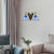 Pyramid Blue Glass Sconce Lighting Mediterranean 2 Head Antique Bronze Wall Mount Light Blue Clearhalo 'Industrial' 'Middle century wall lights' 'Tiffany wall lights' 'Tiffany' 'Wall Lamps & Sconces' 'Wall Lights' Lighting' 99174