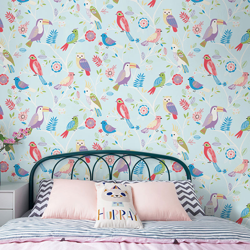 Pastel Color Simple Wallpaper 900 Bird and Lemon Wall Art for Kid's Bedroom Clearhalo 'Wall Decor' 'Wallpaper' 991767