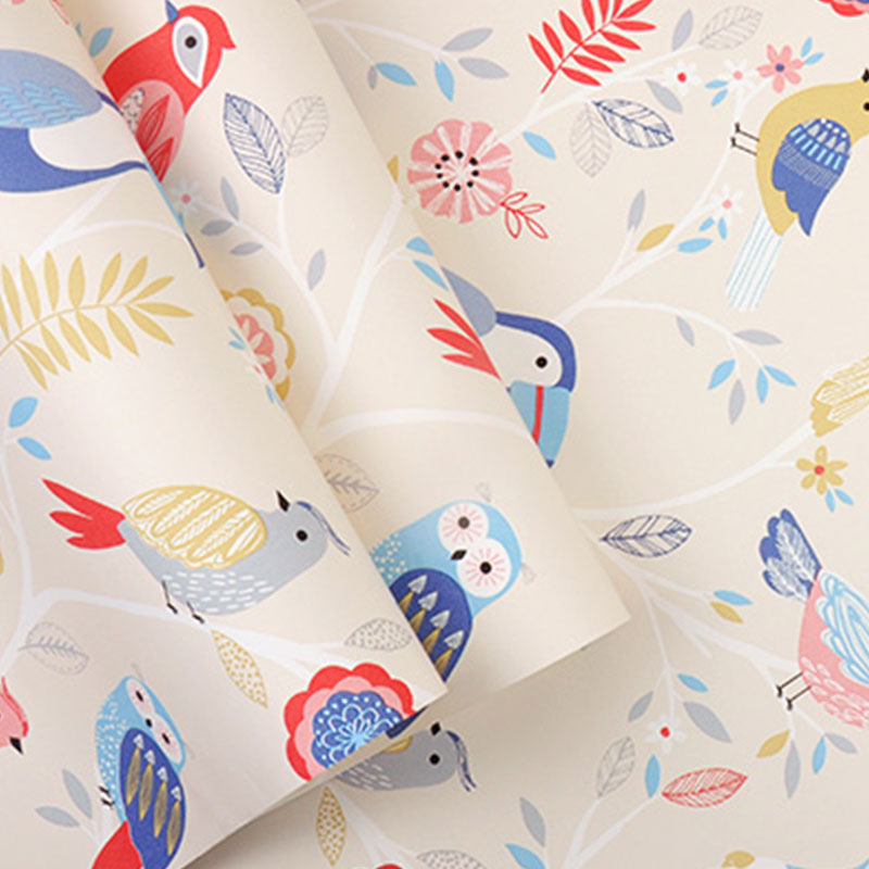 Pastel Color Simple Wallpaper 900 Bird and Lemon Wall Art for Kid's Bedroom Clearhalo 'Wall Decor' 'Wallpaper' 991771