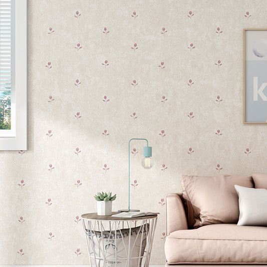 Waterproofing Dense Flower Pattern Wallpaper 31' x 20.5" Simple Wall Covering for Girl's Bedroom Beige Clearhalo 'Country wall decor' 'Rustic' 'Wallpaper' Wall Decor' 991782