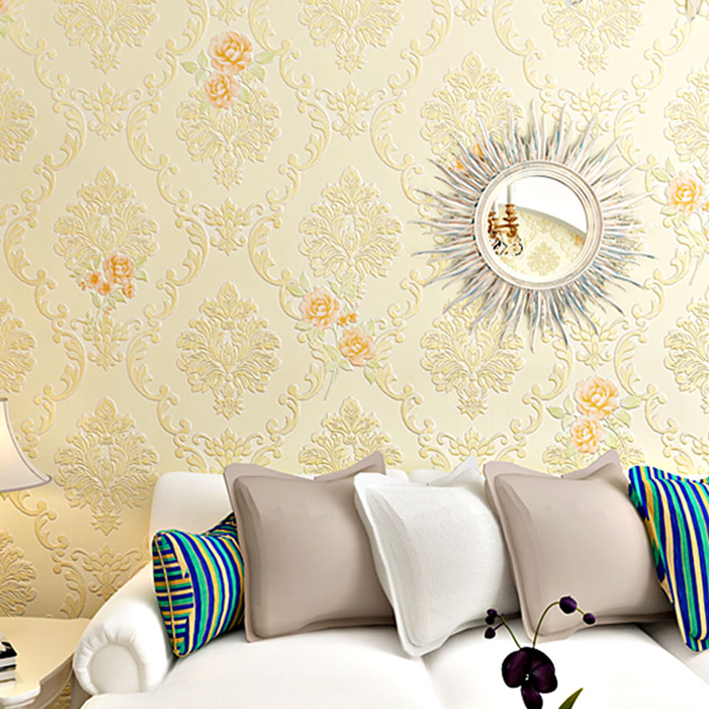 Garden Blossoms Wall Covering in Soft Color Non-Woven Material Wallpaper for Home Decor, 31' by 20.5" Light Yellow Clearhalo 'Vintage wall decor' 'Vintage' 'Wallpaper' Wall Decor' 991798