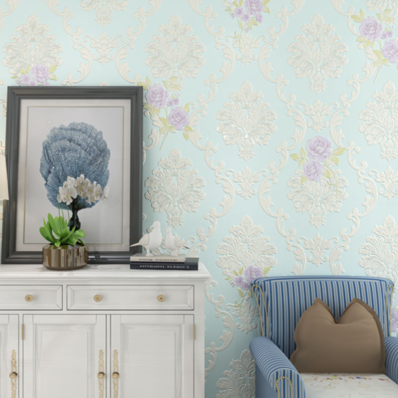 Garden Blossoms Wall Covering in Soft Color Non-Woven Material Wallpaper for Home Decor, 31' by 20.5" Clearhalo 'Vintage wall decor' 'Vintage' 'Wallpaper' Wall Decor' 991807