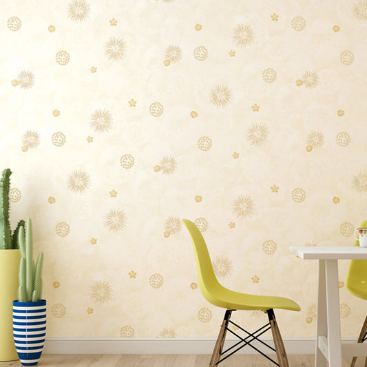 Minimalist Flower and Dandelion Wallpaper for Accent Wall, 57.1 sq ft. Wall Decor in Pastel Color Beige Clearhalo 'Country wall decor' 'Rustic' 'Wallpaper' Wall Decor' 991842
