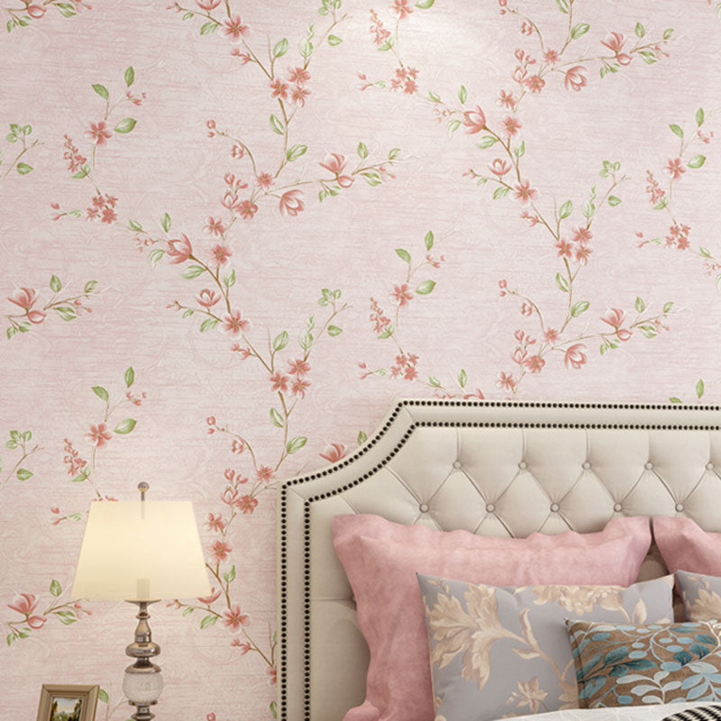 33' x 20.5" Countryside Wallpaper Roll for Living Room Decor with Flower Pattern in Neutral Color Light Pink Clearhalo 'Country wall decor' 'Rustic' 'Wallpaper' Wall Decor' 991848