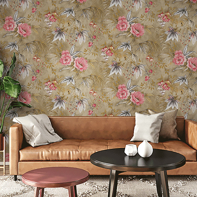 Natural Color Modern Wall Covering Flower and Plant Wallpaper Roll for Accent Wall Clearhalo 'Country wall decor' 'Rustic' 'Wallpaper' Wall Decor' 991880