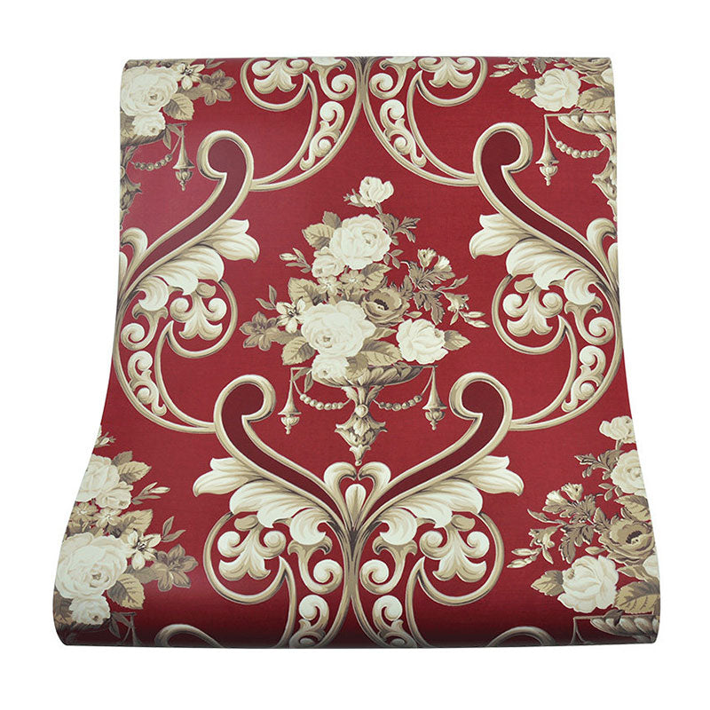 Stain-Resistant Damask Design Wallpaper 33'L x 20.5"W Classic Wall Decor for Guest Room Clearhalo 'Country wall decor' 'Rustic' 'Wallpaper' Wall Decor' 991889
