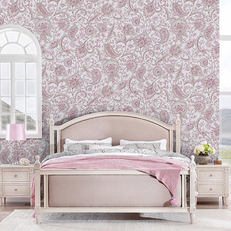 Blossoms Wall Covering Non-Woven Fabric Wallpaper Roll for Accent Wall, 57.1 sq ft., Non-Pasted Pink Clearhalo 'Country wall decor' 'Rustic' 'Wallpaper' Wall Decor' 991894