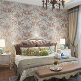 33' x 20.5" Flowers Wallpaper for Guest Room Decor Leaves Wall Covering in Neutral Color, Water-Resistant Pink Clearhalo 'Vintage wall decor' 'Vintage' 'Wallpaper' Wall Decor' 991912