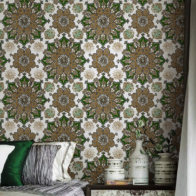 Stain-Resistant Blossoms Wallpaper Non-Woven Material Traditional Wall Covering for Dining Room Gray-Green Clearhalo 'Wall Decor' 'Wallpaper' 991932