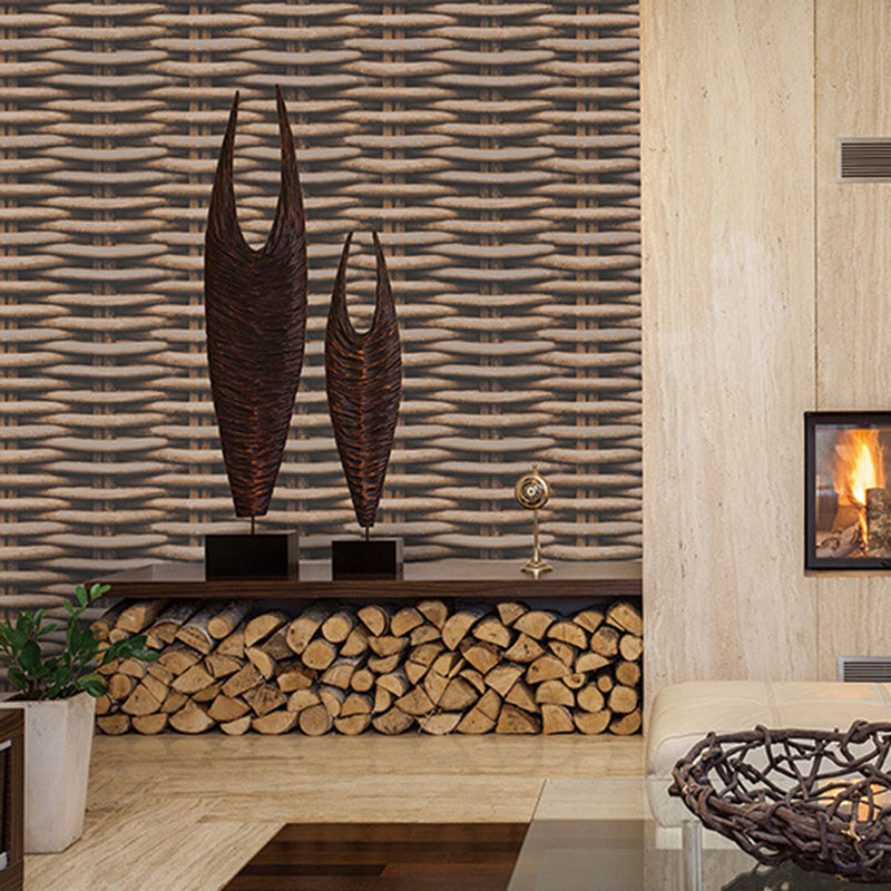 Vintage Wallpaper Roll in Dark Color Ogee Vinyl Wall Covering, 33-foot x 20.5-inch Taupe Clearhalo 'Wall Decor' 'Wallpaper' 991940