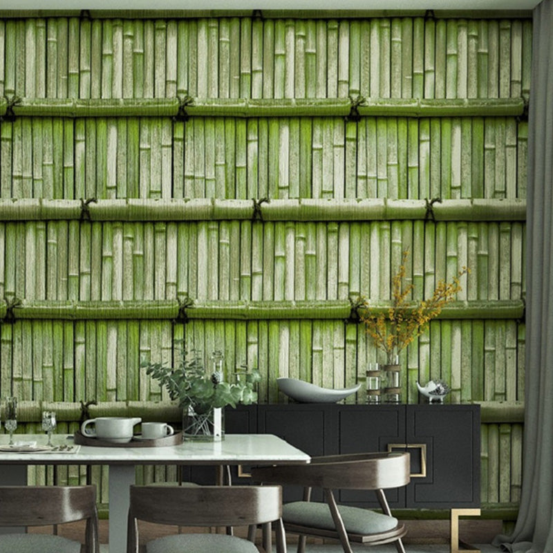 Neutral Color Asia Inspired Wallpaper 57.1 sq ft. Bamboo Textured Wall Decor for Guest Room Green Clearhalo 'Wall Decor' 'Wallpaper' 991946
