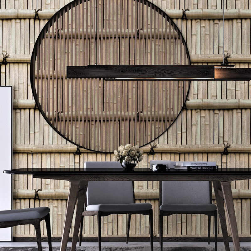 Neutral Color Asia Inspired Wallpaper 57.1 sq ft. Bamboo Textured Wall Decor for Guest Room Grey Clearhalo 'Wall Decor' 'Wallpaper' 991949