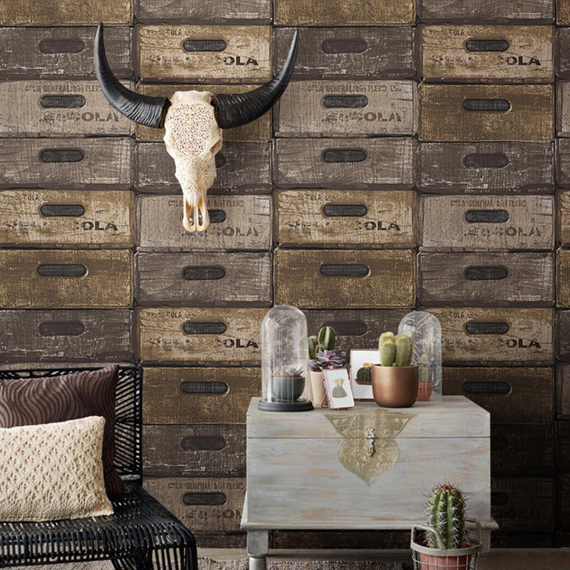 Wood Effect Wall Covering in Neutral Color Plaster Wallpaper for Accent Wall, 33'L x 20.5"W Gray-Coffee Clearhalo 'Industrial wall decor' 'Industrial' 'Wallpaper' Wall Decor' 991974