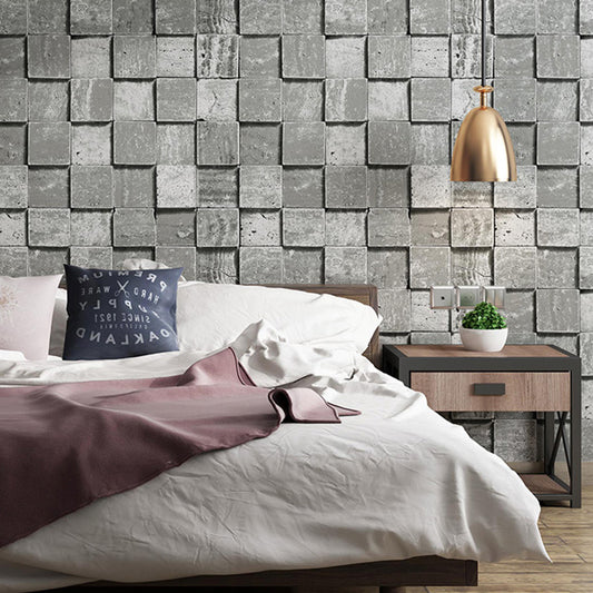 Vintage Brickwork Wallpaper Roll for Accent Wall, 20.5 in x 33 ft Wall Covering in Pastel Color Grey Clearhalo 'Industrial wall decor' 'Industrial' 'Wallpaper' Wall Decor' 992001