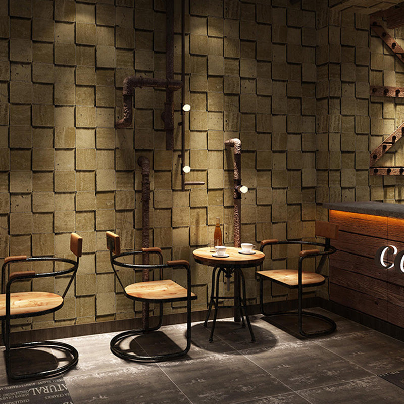 Vintage Brickwork Wallpaper Roll for Accent Wall, 20.5 in x 33 ft Wall Covering in Pastel Color Yellow Clearhalo 'Industrial wall decor' 'Industrial' 'Wallpaper' Wall Decor' 992005