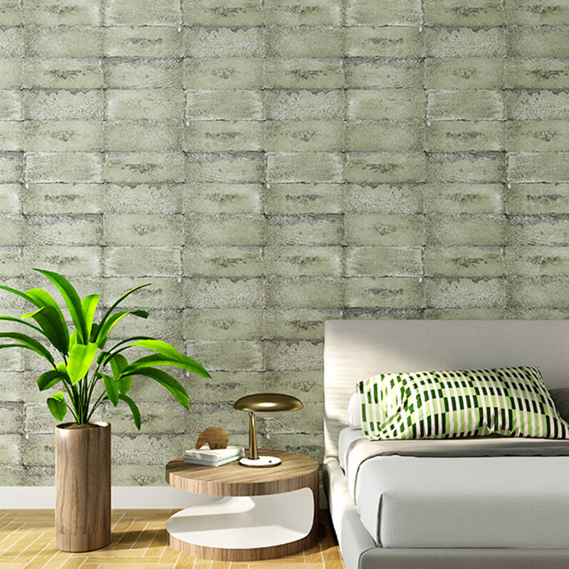 33' x 20.5" Nostalgic Wallpaper Roll for Dress Shop Decoration with Faux Brick Design in Soft Color Green Clearhalo 'Industrial wall decor' 'Industrial' 'Wallpaper' Wall Decor' 992019