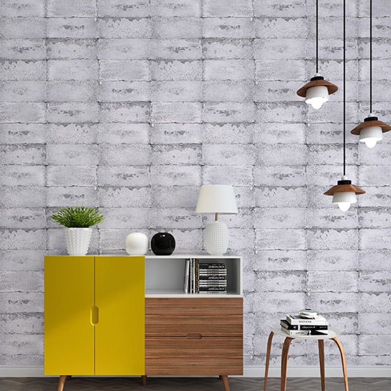 33' x 20.5" Nostalgic Wallpaper Roll for Dress Shop Decoration with Faux Brick Design in Soft Color Grey Clearhalo 'Industrial wall decor' 'Industrial' 'Wallpaper' Wall Decor' 992025