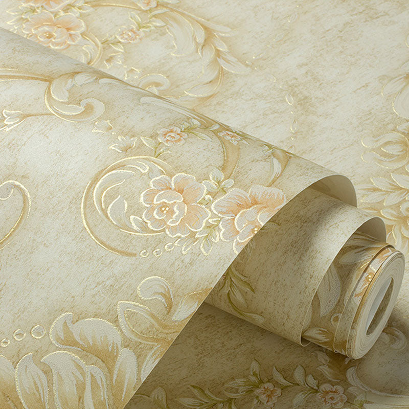 20.5" x 33' Luxury Wallpaper Roll for Accent Wall with Damask Design in Natural Color, Non-Pasted Clearhalo 'Vintage wall decor' 'Vintage' 'Wallpaper' Wall Decor' 992047