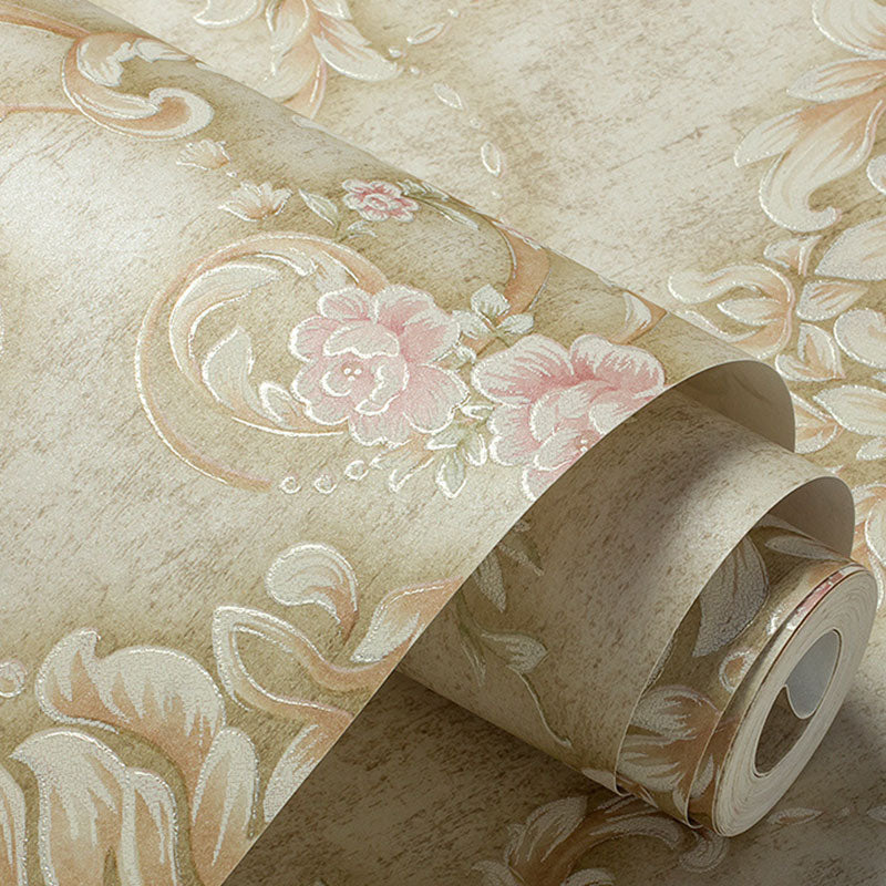 20.5" x 33' Luxury Wallpaper Roll for Accent Wall with Damask Design in Natural Color, Non-Pasted Clearhalo 'Vintage wall decor' 'Vintage' 'Wallpaper' Wall Decor' 992050