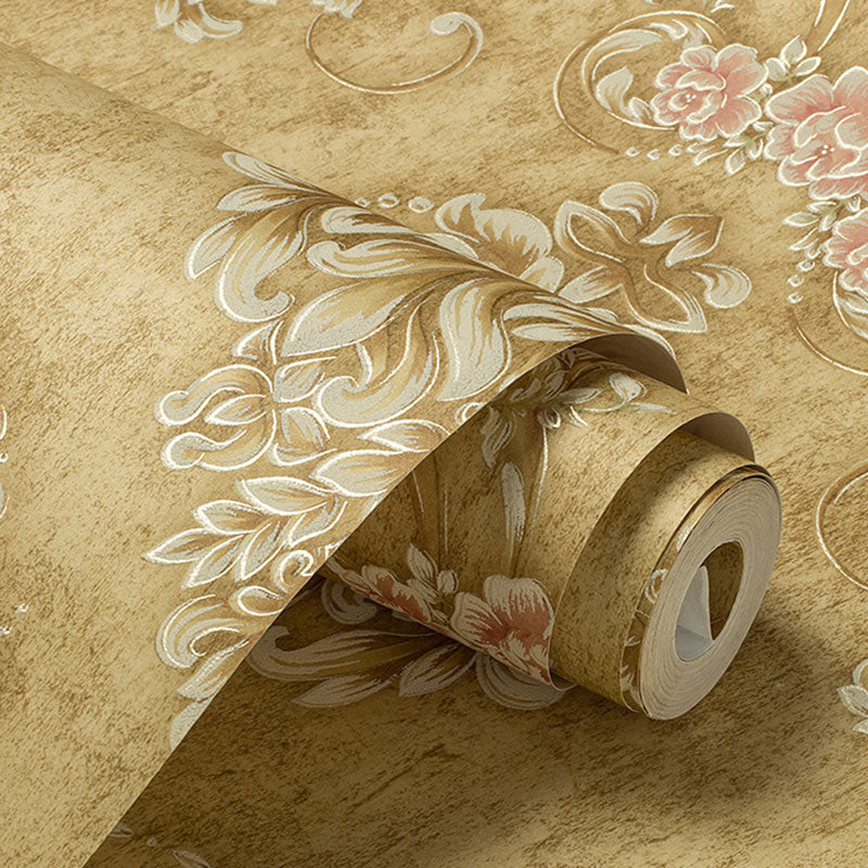 20.5" x 33' Luxury Wallpaper Roll for Accent Wall with Damask Design in Natural Color, Non-Pasted Clearhalo 'Vintage wall decor' 'Vintage' 'Wallpaper' Wall Decor' 992053