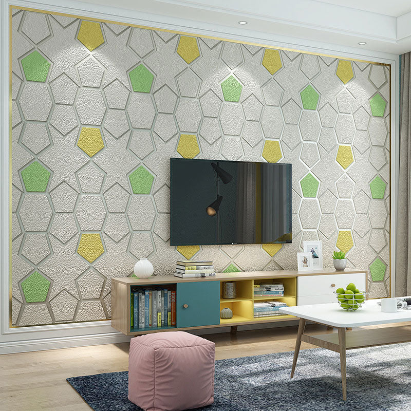 Natural Color Contemporary Wall Decor 33' by 20.5" 3D Geometries Vinyl Wallpaper for Bathroom Light Green Clearhalo 'Wall Decor' 'Wallpaper' 992064