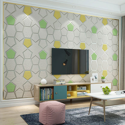 Natural Color Contemporary Wall Decor 33' by 20.5" 3D Geometries Vinyl Wallpaper for Bathroom Light Green Clearhalo 'Wall Decor' 'Wallpaper' 992064