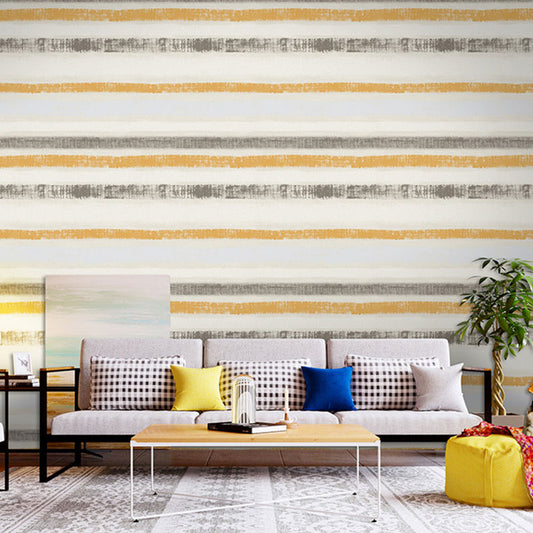 Contemporary Horizontal Stripe Wall Covering, 33' by 20.5" Wallpaper in Natural Color Yellow Clearhalo 'Modern wall decor' 'Modern' 'Wallpaper' Wall Decor' 992081