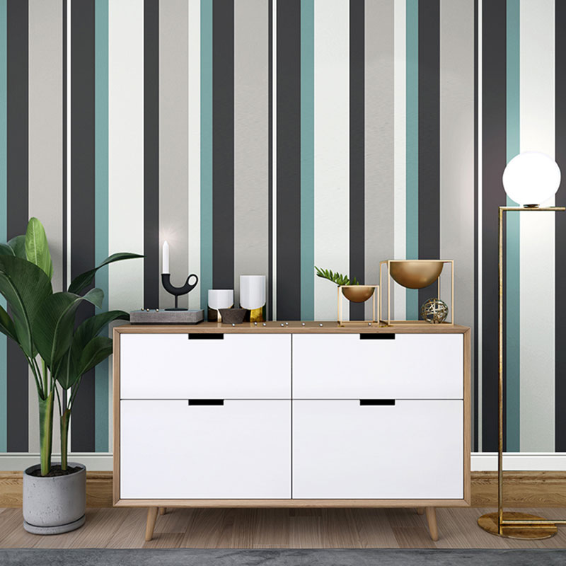 Broad Vertical Stripe Wall Covering for Home Decoration in Neutral Color, 33'L x 20.5"W Blue Clearhalo 'Modern wall decor' 'Modern' 'Wallpaper' Wall Decor' 992121