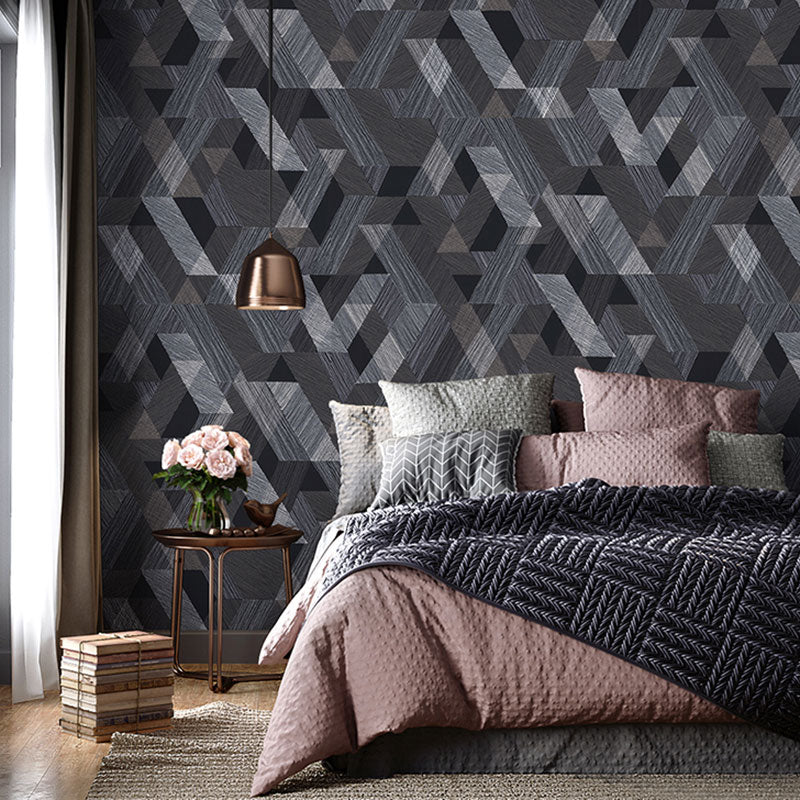 Stain-Resistant Geometries Wall Art Non-Woven Fabric Wallpaper in Dark Color for Accent Wall Clearhalo 'Modern wall decor' 'Modern' 'Wallpaper' Wall Decor' 992144