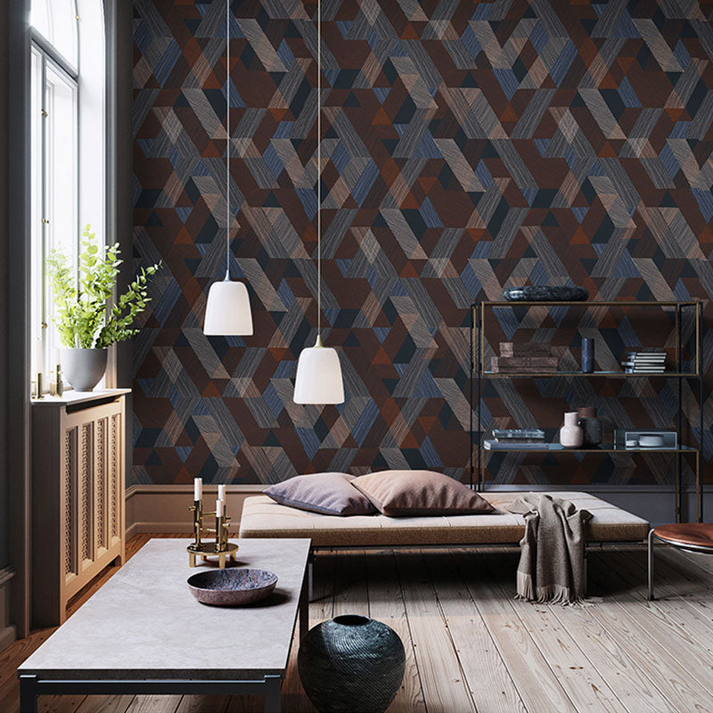 Stain-Resistant Geometries Wall Art Non-Woven Fabric Wallpaper in Dark Color for Accent Wall Blue-Brown Clearhalo 'Modern wall decor' 'Modern' 'Wallpaper' Wall Decor' 992147