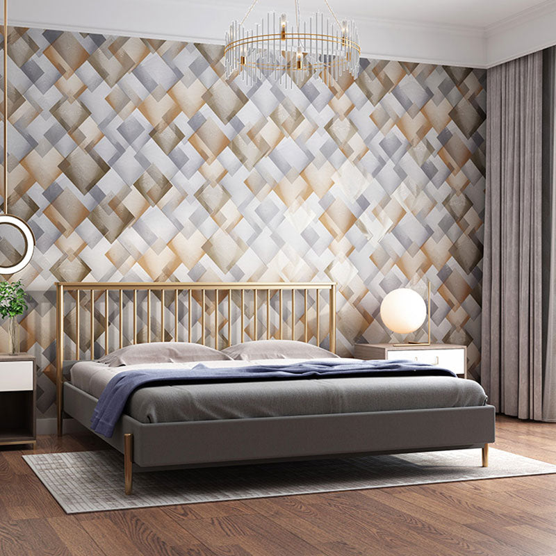 Water-Resistant Harlequin Wall Decor 57.1 sq ft. Minimalist Wallpaper for Girl's Bedroom Gray-Coffee Clearhalo 'Modern wall decor' 'Modern' 'Wallpaper' Wall Decor' 992183