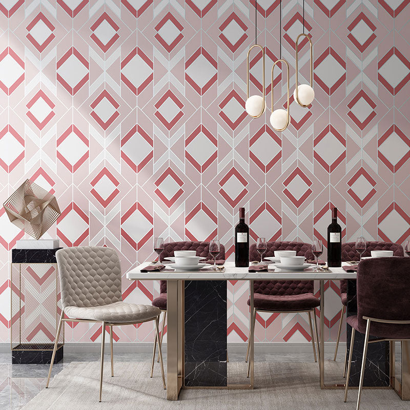 Colorful Harlequin Wallpaper Roll for Guest Room Nordic Wall Covering, 20.5"W x 33'L Pink Clearhalo 'Modern wall decor' 'Modern' 'Wallpaper' Wall Decor' 992186