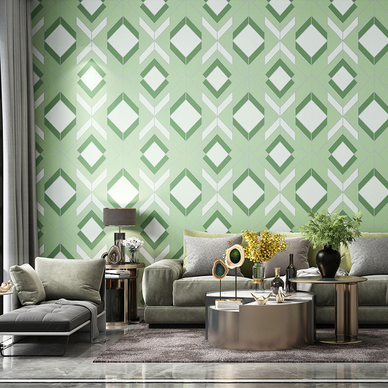 Colorful Harlequin Wallpaper Roll for Guest Room Nordic Wall Covering, 20.5"W x 33'L Green Clearhalo 'Modern wall decor' 'Modern' 'Wallpaper' Wall Decor' 992195