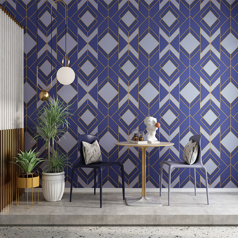 Colorful Harlequin Wallpaper Roll for Guest Room Nordic Wall Covering, 20.5"W x 33'L Dark Blue Clearhalo 'Modern wall decor' 'Modern' 'Wallpaper' Wall Decor' 992198